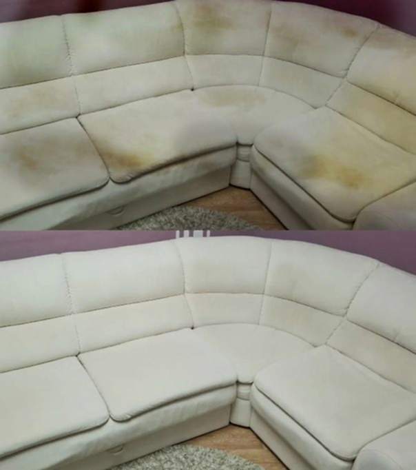 Химчистка дивана на дому, фото до и после