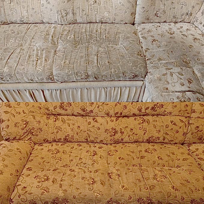 Химчистка дивана на дому, фото до и после