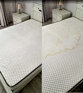 Выездная химчистка матраса, фото до и после