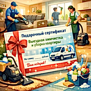 Подарочный сертификат на уборку квартиры и химчистку